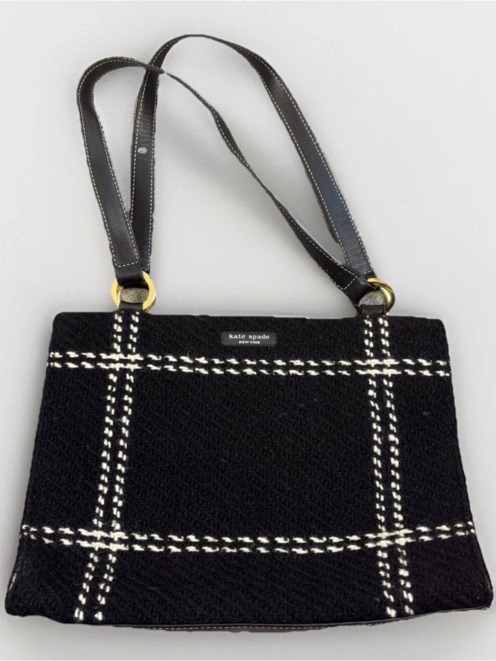 kate spade Vintage EUC! Made in Italy Black and White Plaid Shoulder Bag